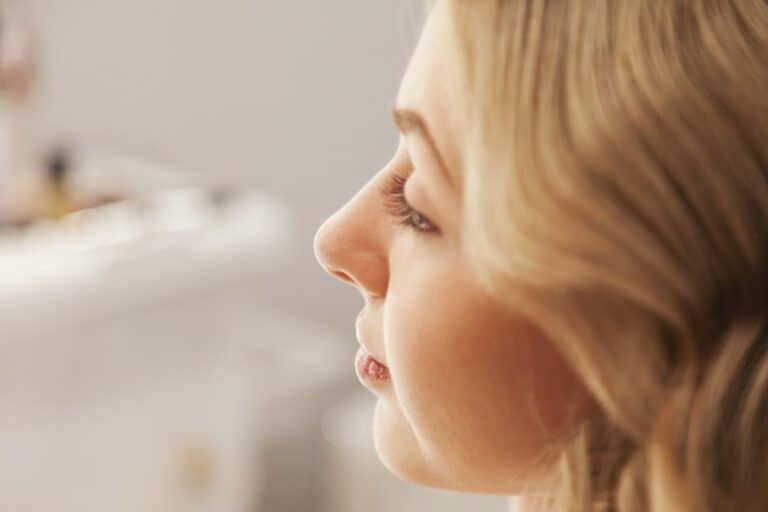close up of woman nose