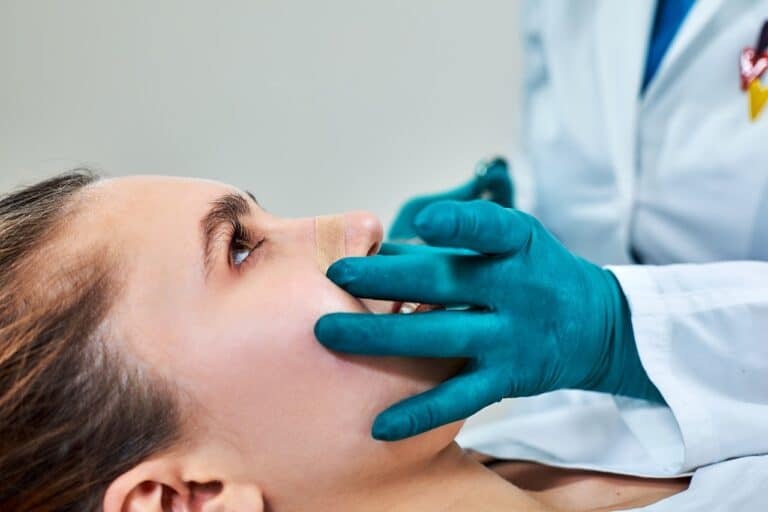 woman getting nose treatment