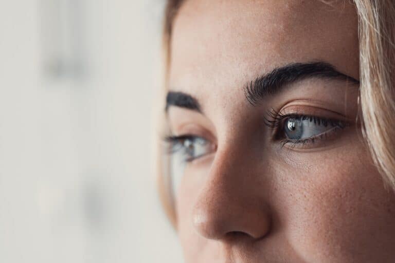 close up on a woman's new nose after rhinoplasty